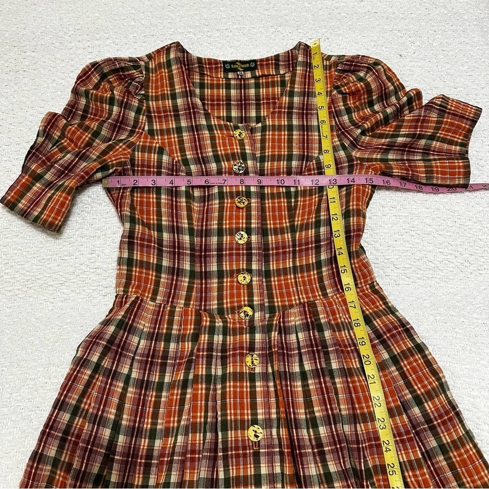 Vintage Linzner German Plaid Button Down Dress With Pockets UK Size 36 - Picture 7 of 13